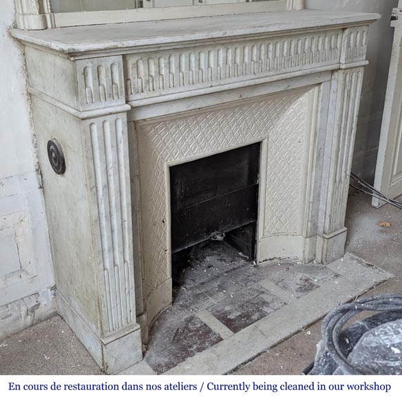Louis XVI style mantel with Carrara marble jambs Louis XVI style mantel with Carrara marble jambs-2