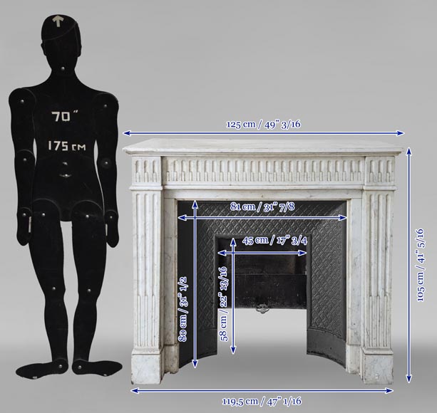 Louis XVI style mantel with Carrara marble jambs Louis XVI style mantel with Carrara marble jambs-9