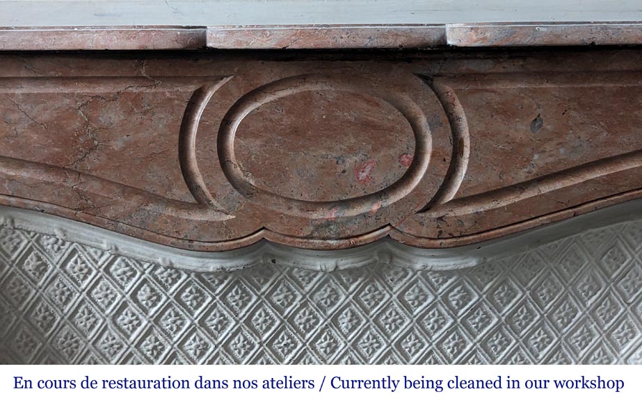 Louis XV style Pompadour mantel in Enjugerais marble Louis XV style Pompadour mantel in Enjugerais marble-1