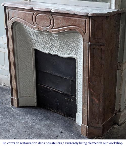 Louis XV style Pompadour mantel in Enjugerais marble Louis XV style Pompadour mantel in Enjugerais marble-4