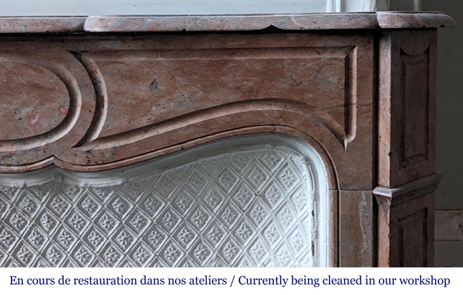 Louis XV style Pompadour mantel in Enjugerais marble Louis XV style Pompadour mantel in Enjugerais marble-5