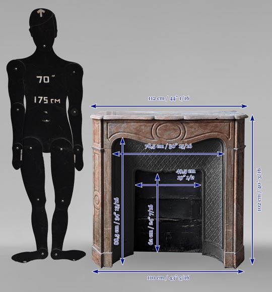 Louis XV style Pompadour mantel in Enjugerais marble Louis XV style Pompadour mantel in Enjugerais marble-8