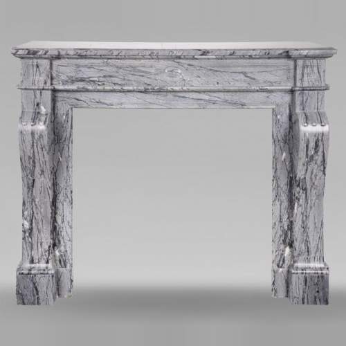 Louis XVI style mantelpiece in Bleu Fleuri marble