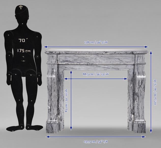 Louis XVI style mantelpiece in Bleu Fleuri marble Louis XVI style mantelpiece in Bleu Fleuri marble-9