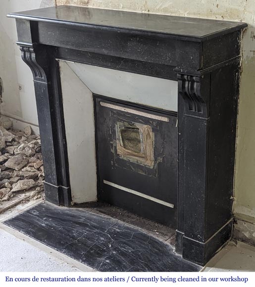 Napoleon III style mantel with black marble modillon Napoleon III style mantel with black marble modillon-5