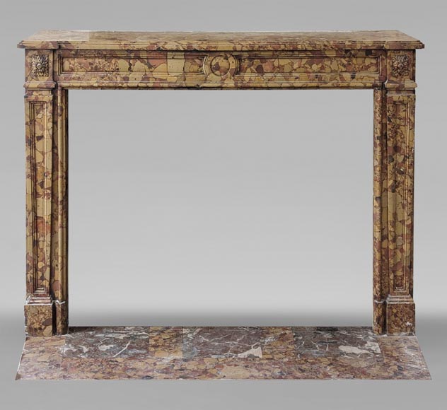 Louis XVI period mantel adorned with a rose window carved in Aleppo Breche Louis XVI period mantel adorned with a rose window carved in Aleppo Breche-0