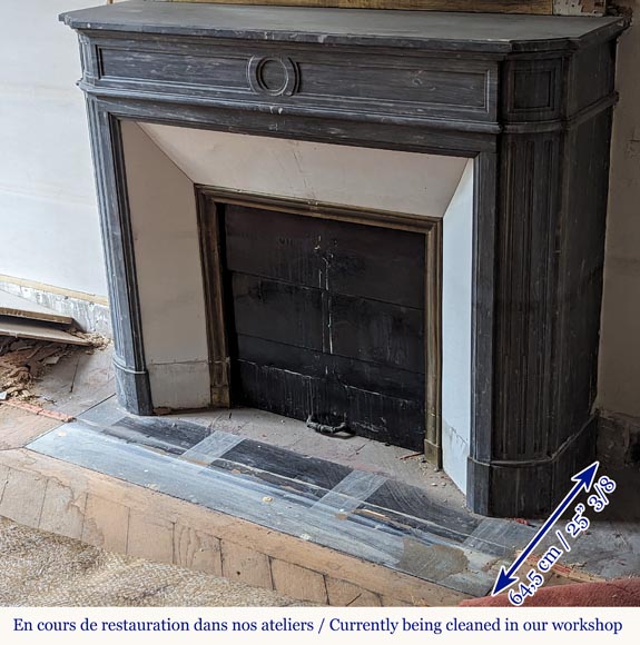 Louis XVI style mantel with rounded corners carved in Turquin marble Louis XVI style mantel with rounded corners carved in Turquin marble-5