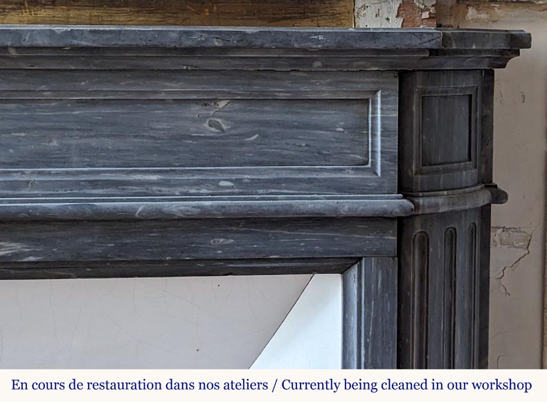 Louis XVI style mantel with rounded corners carved in Turquin marble Louis XVI style mantel with rounded corners carved in Turquin marble-6