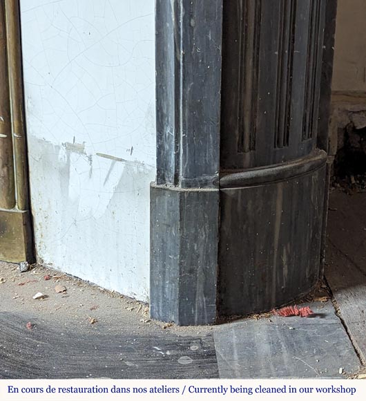 Louis XVI style mantel with rounded corners carved in Turquin marble Louis XVI style mantel with rounded corners carved in Turquin marble-7