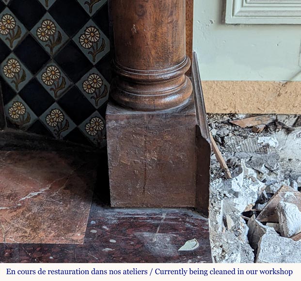 Napoleon III style mantel with carved walnut wood detached columns Napoleon III style mantel with carved walnut wood detached columns-8