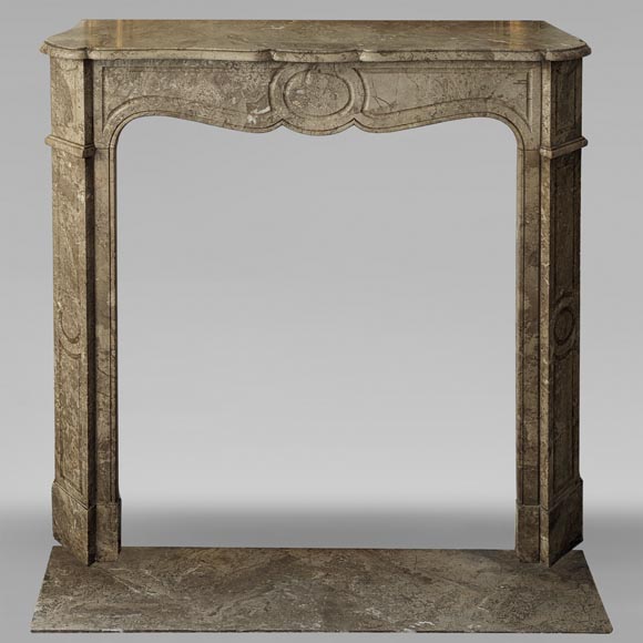 Louis XV style Pompadour mantel carved in Lunel marble Louis XV style Pompadour mantel carved in Lunel marble-0