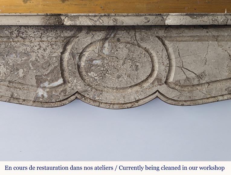 Louis XV style Pompadour mantel carved in Lunel marble Louis XV style Pompadour mantel carved in Lunel marble-1