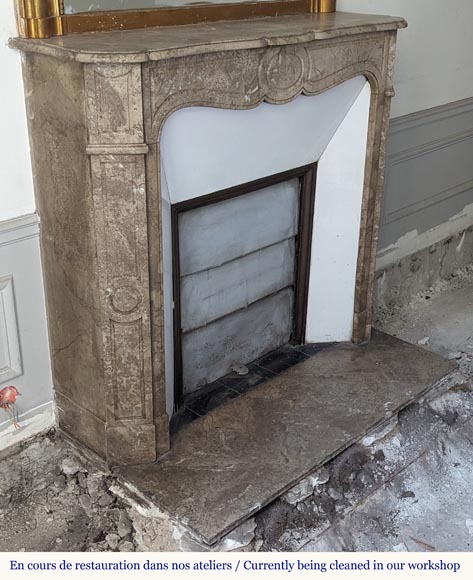 Louis XV style Pompadour mantel carved in Lunel marble Louis XV style Pompadour mantel carved in Lunel marble-2