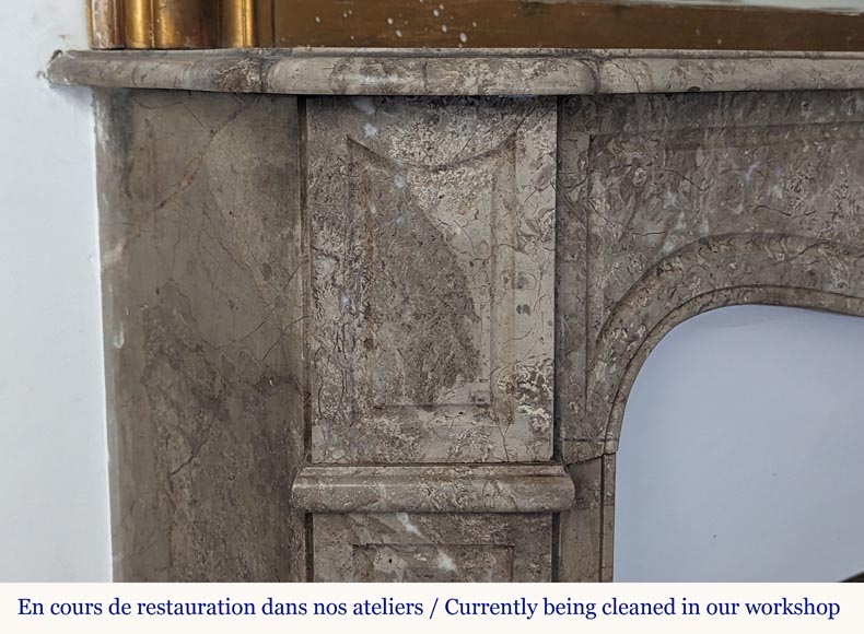 Louis XV style Pompadour mantel carved in Lunel marble Louis XV style Pompadour mantel carved in Lunel marble-3
