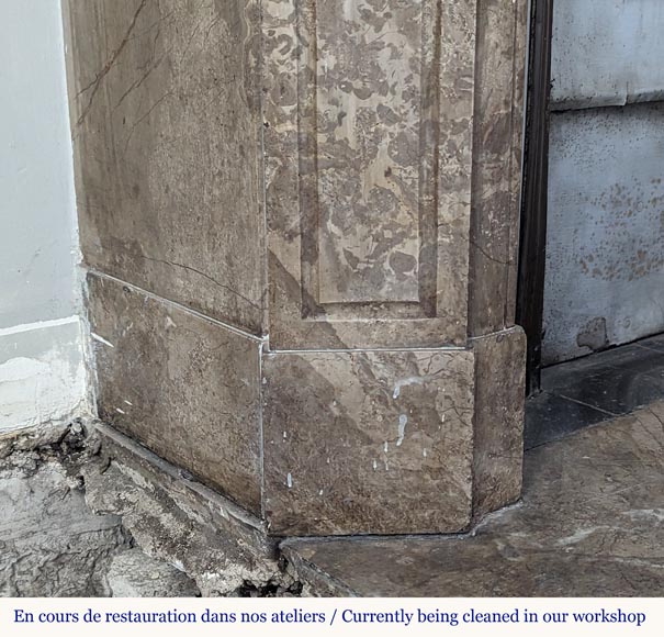 Louis XV style Pompadour mantel carved in Lunel marble Louis XV style Pompadour mantel carved in Lunel marble-4