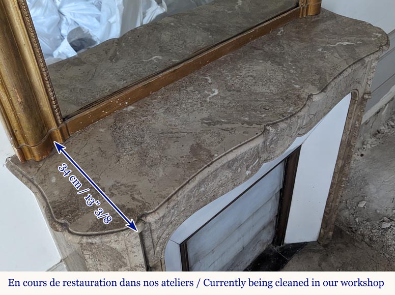 Louis XV style Pompadour mantel carved in Lunel marble Louis XV style Pompadour mantel carved in Lunel marble-9