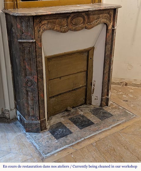 Louis XV style Pompadour mantel in Enjugerais marble Louis XV style Pompadour mantel in Enjugerais marble-2