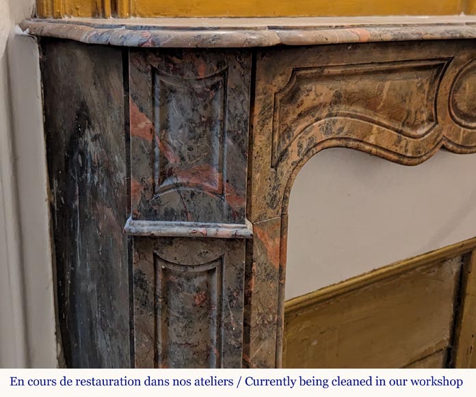 Louis XV style Pompadour mantel in Enjugerais marble Louis XV style Pompadour mantel in Enjugerais marble-3