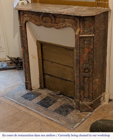 Louis XV style Pompadour mantel in Enjugerais marble Louis XV style Pompadour mantel in Enjugerais marble-5