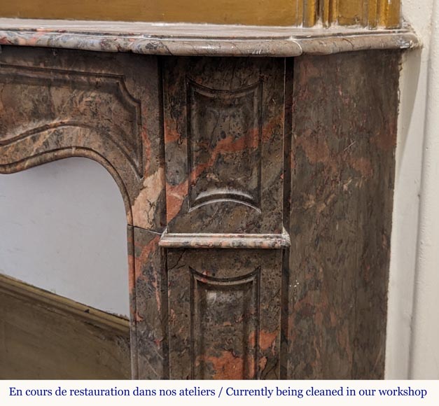 Louis XV style Pompadour mantel in Enjugerais marble Louis XV style Pompadour mantel in Enjugerais marble-6