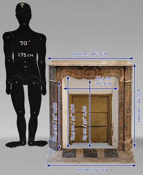 Louis XV style Pompadour mantel in Enjugerais marble Louis XV style Pompadour mantel in Enjugerais marble-10