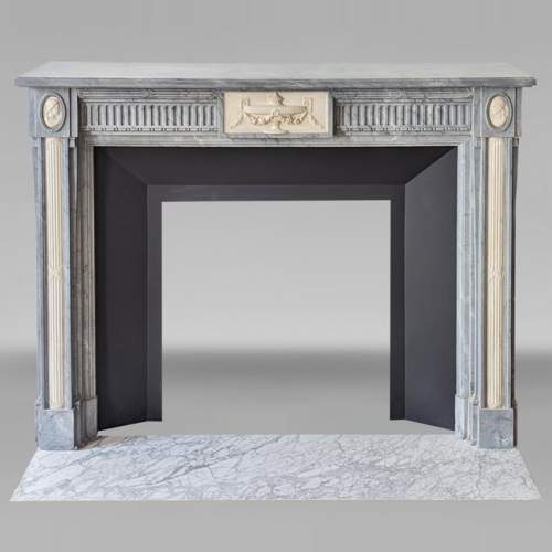 Louis XVI periode two-tone mantel with half columns in Turquin and statuary marble