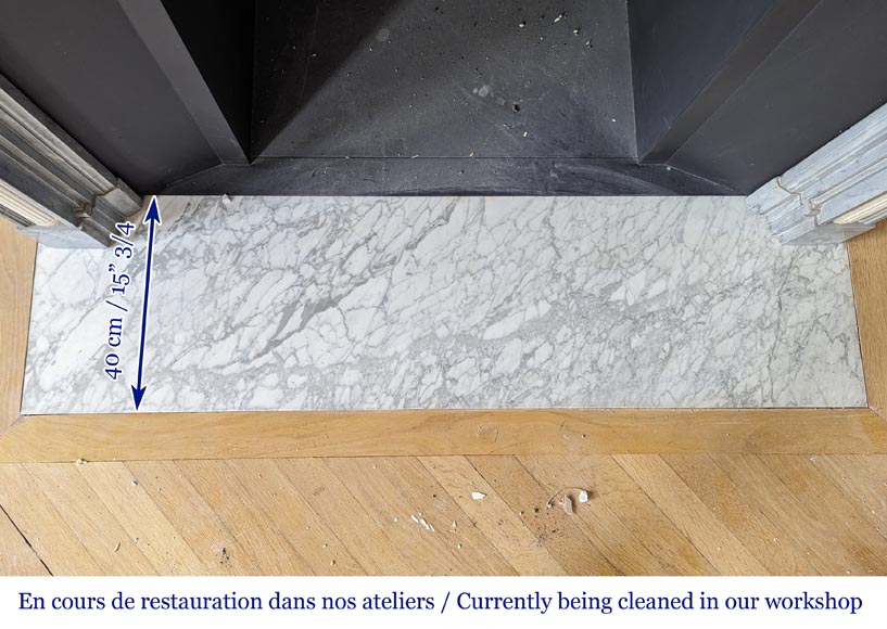 Louis XVI periode two-tone mantel with half columns in Turquin and statuary marble Louis XVI periode two-tone mantel with half columns in Turquin and statuary marble-12