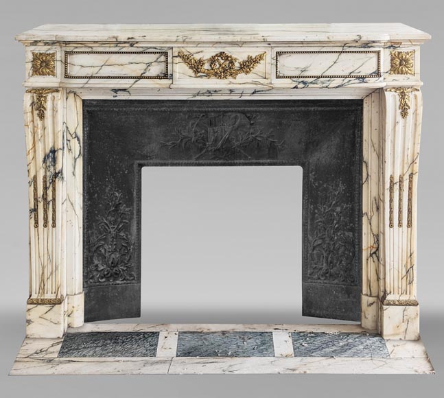 Louis XVI style bronze mantel in Panazeau marble Louis XVI style bronze mantel in Panazeau marble-0