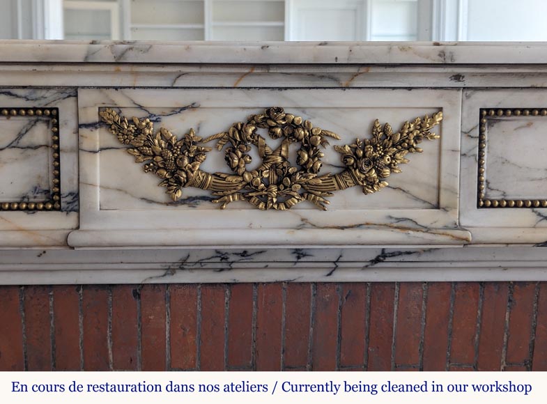 Louis XVI style bronze mantel in Panazeau marble Louis XVI style bronze mantel in Panazeau marble-1