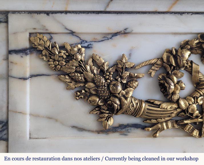 Louis XVI style bronze mantel in Panazeau marble Louis XVI style bronze mantel in Panazeau marble-3
