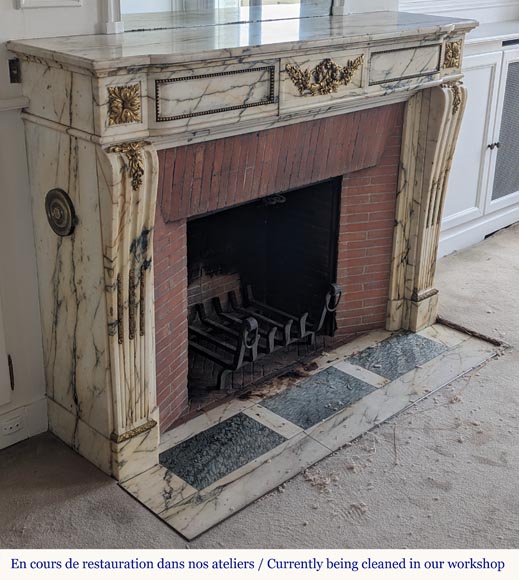 Louis XVI style bronze mantel in Panazeau marble Louis XVI style bronze mantel in Panazeau marble-4