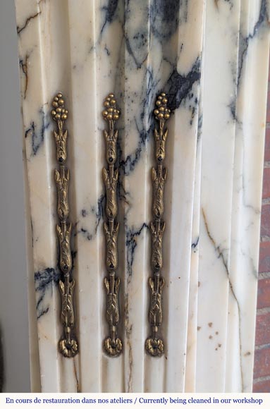 Louis XVI style bronze mantel in Panazeau marble Louis XVI style bronze mantel in Panazeau marble-7