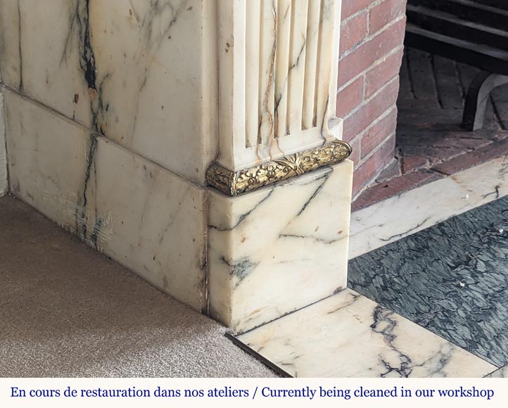 Louis XVI style bronze mantel in Panazeau marble Louis XVI style bronze mantel in Panazeau marble-8