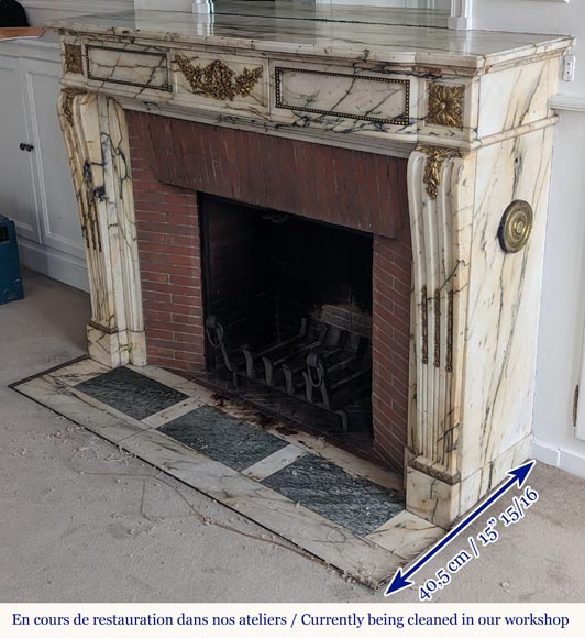 Louis XVI style bronze mantel in Panazeau marble Louis XVI style bronze mantel in Panazeau marble-9