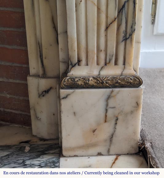 Louis XVI style bronze mantel in Panazeau marble Louis XVI style bronze mantel in Panazeau marble-13