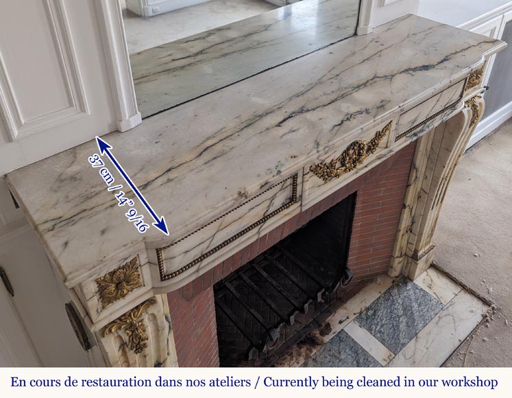 Louis XVI style bronze mantel in Panazeau marble Louis XVI style bronze mantel in Panazeau marble-15