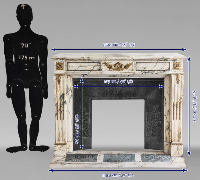 Louis XVI style bronze mantel in Panazeau marble Louis XVI style bronze mantel in Panazeau marble-16