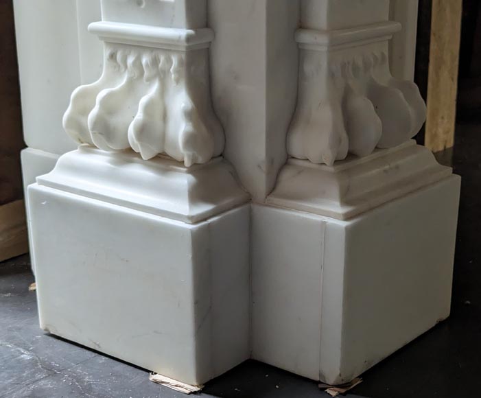 Napoleon III style mantelpiece in Statuario Carrara marble, with mantel top including a clock Napoleon III style mantelpiece in Statuario Carrara marble, with mantel top including a clock-8