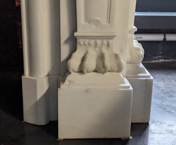Napoleon III style mantelpiece in Statuario Carrara marble, with mantel top including a clock Napoleon III style mantelpiece in Statuario Carrara marble, with mantel top including a clock-11