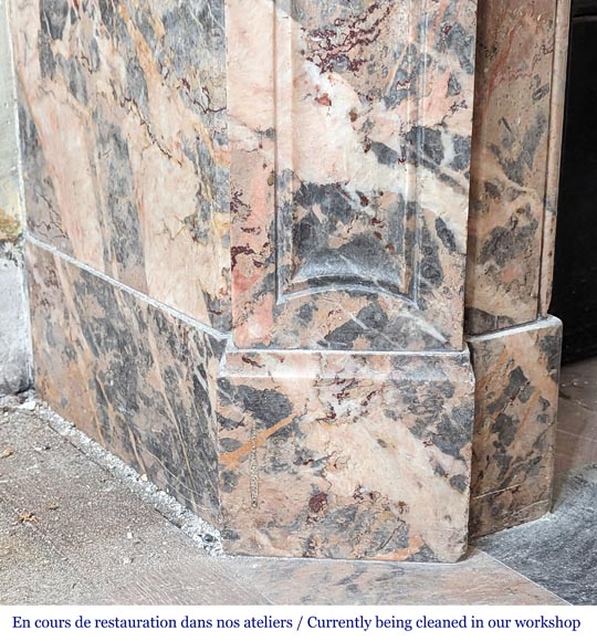 Louis XV style Pompadour mantel in pink Enjugerais marble Louis XV style Pompadour mantel in pink Enjugerais marble-4