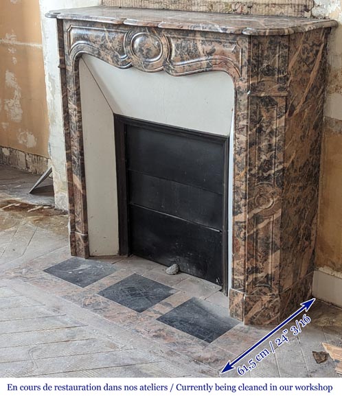 Louis XV style Pompadour mantel in pink Enjugerais marble Louis XV style Pompadour mantel in pink Enjugerais marble-5
