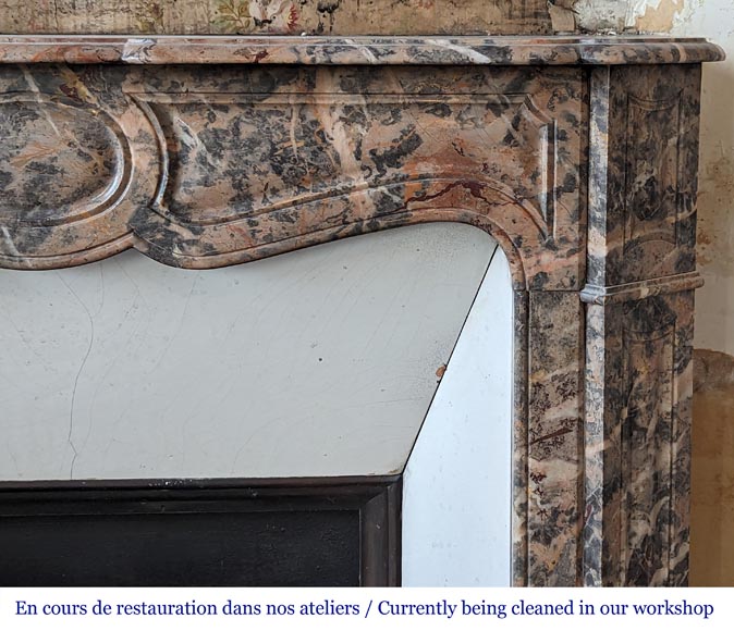 Louis XV style Pompadour mantel in pink Enjugerais marble Louis XV style Pompadour mantel in pink Enjugerais marble-6