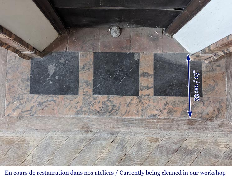 Louis XV style Pompadour mantel in pink Enjugerais marble Louis XV style Pompadour mantel in pink Enjugerais marble-8