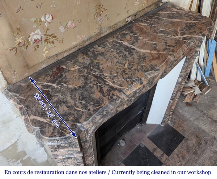 Louis XV style Pompadour mantel in pink Enjugerais marble Louis XV style Pompadour mantel in pink Enjugerais marble-9