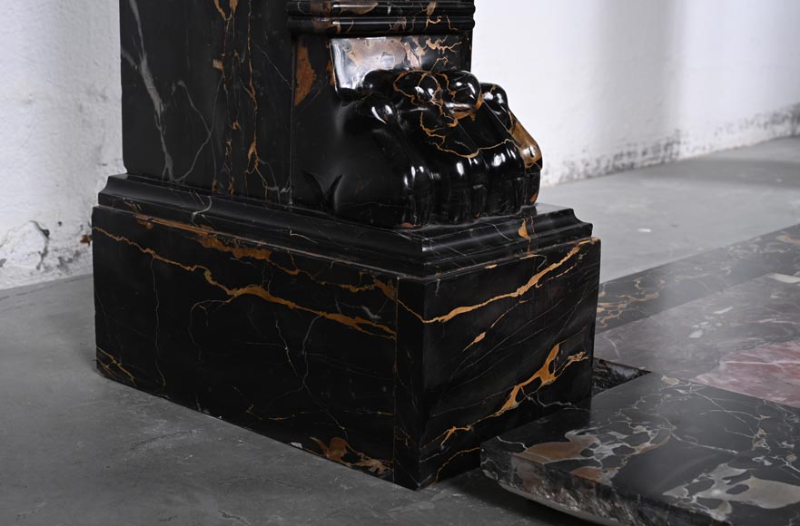 Napoleon III style lion paw mantel carved in Portor marble Napoleon III style lion paw mantel carved in Portor marble-5