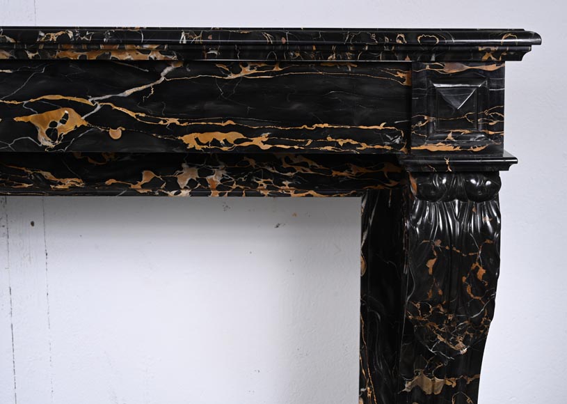 Napoleon III style lion paw mantel carved in Portor marble Napoleon III style lion paw mantel carved in Portor marble-7