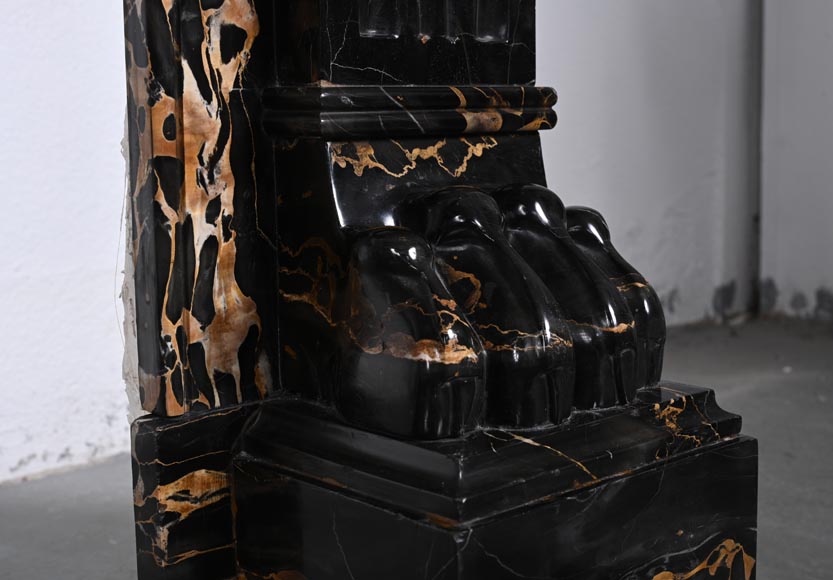 Napoleon III style lion paw mantel carved in Portor marble Napoleon III style lion paw mantel carved in Portor marble-9