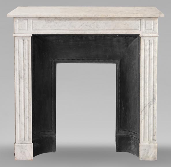 Louis XVI style mantel carved in Carrara marble Louis XVI style mantel carved in Carrara marble-0