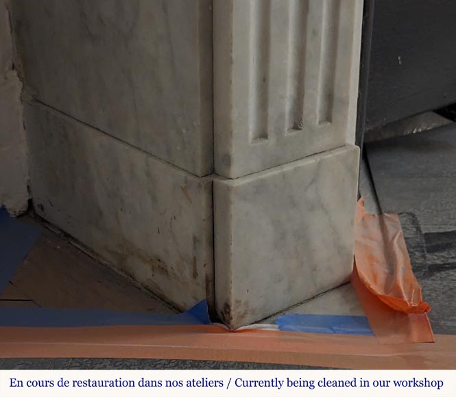 Louis XVI style mantel carved in Carrara marble Louis XVI style mantel carved in Carrara marble-4