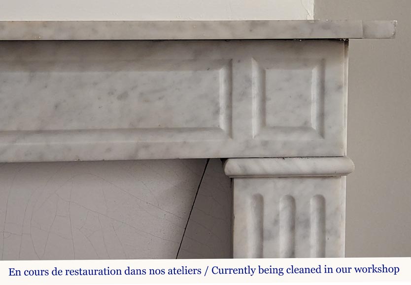 Louis XVI style mantel carved in Carrara marble Louis XVI style mantel carved in Carrara marble-6